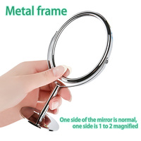 Miroir de maquillage de table rond ovale pivotant double face vintage réglable de 8 pouces en argent