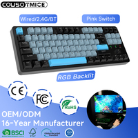 Keyboard Gaming Nirkabel K87 TKL Hot-swappable RGB Backlit Bluetooth/2.4GHz/USB-C 80% 87 Tombol Keyboard Mekanik Kompak