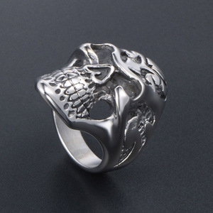 Skull Themed <b>Titanium</b> Steel <b>Ring</b> Men's Street Style Cool Jewelry SA871 - Product Image 2