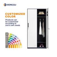 Armoire de rangement en acier bicolore avec penderie pour vêtements, idéale pour chambre à coucher, appartement et dortoir