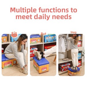 Pouf de rangement rectangulaire en cuir amélioré pour enfants, boîte de rangement pour jouets, design moderne, mobilier multifonctionnel pour <span class=keywords><strong>la</strong></span> maison - Product Image 3