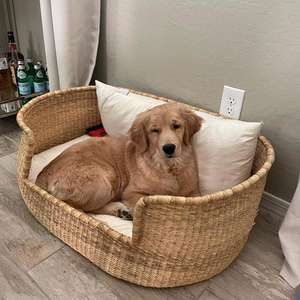 100% panier en rotin naturel fait à la main lit pour animaux sans produits chimiques Art populaire Style européen conception personnalisée nouveauté cadeau - Product Image 2