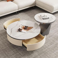 Table basse ronde en marbre minimaliste italienne pour salon moderne