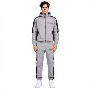 Veste coupe-vent légère à capuche pour homme PEARIA INDUSTRY, manches longues, design sportif bicolore, tenue décontractée de printemps - Product Image 2
