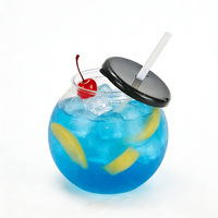 Gobelets en plastique jetables de 650 ml avec logo personnalisé, style américain, avec couvercle et paille, pour cocktails, daiquiris et granités – Vaisselle de fête unisexe