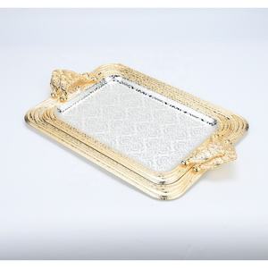 Ensemble de plateaux rectangulaires très vendus Hall d'hôtel Décoration de la maison européenne Plateau de service personnalisé à double poignée en métal - Product Image 3