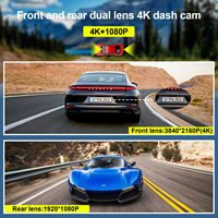 Sortie d'usine doble camara HD 4k wifi gps dashcam caméra de tableau de bord de voiture 4k avant et arrière double objectif 4k voiture dvr dash cam caméra vidéo