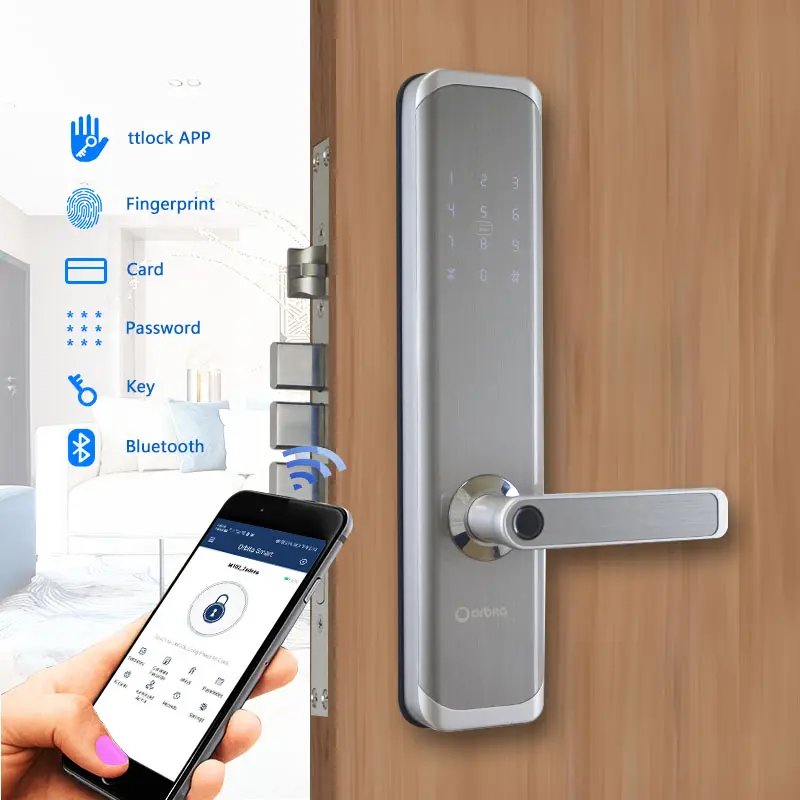 Tastiera elettronica biometrica Ttlock Tuya Wifi impronte digitali digitali Smart Hotel serrature per maniglie delle porte