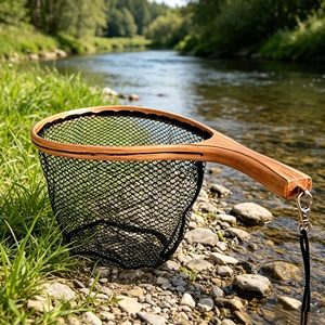 Épuisette de pêche en bois pour micro-objets, filet de pêche pour la pêche à la mouche en ruisseau <span class=keywords><strong>Ma</strong></span> <span class=keywords><strong>Kou</strong></span>, épuisette à main portable pour la capture de petits poissons - Product Image 2