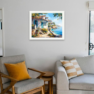 Kit <span class=keywords><strong>de</strong></span> peinture <span class=keywords><strong>de</strong></span> paysage par numéros pour adultes-Maison <span class=keywords><strong>de</strong></span> bricolage au bord <span class=keywords><strong>de</strong></span> la <span class=keywords><strong>mer</strong></span> 16x20 pouces, décoration d'art côtier sans cadre ou cadeaux - Product Image 4