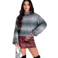 Vente en gros sur mesure Pull rayé en laine à col haut Pull ample et décontracté en tricot Pull chaud d'hiver