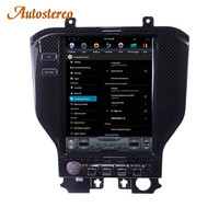 Pemutar Multimedia Mobil Carbon Fiber Qualcomm Android 13 untuk Ford Mustang 2015-2021, GPS Tesla Carplay, Radio Stereo, Layar Head Unit