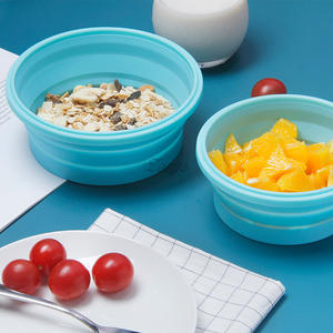 Zoeye Silicone Folding Lunch Box Round Blue Green <b>Pink</b> Retractable <b>Microwave</b> Safe Food Storage Container Travel Use - Product Image 1
