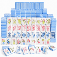 Mahjong américain en acrylique bleu à 160 pièces – Idéal pour les réunions à domicile et les jeux décontractés – Personnalisable avec différents motifs