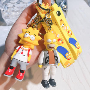 Gran oferta 3D silicona Super lindo dibujos animados Simpsons historia familiar ecológico duradero llavero colgante para mochila escolar - Product Image 3