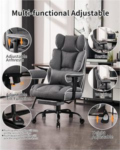 <span class=keywords><strong>Silla</strong></span> de oficina <span class=keywords><strong>ejecutiva</strong></span> reclinable de rotación ajustable grande y alta <span class=keywords><strong>gris</strong></span> con respaldo alto ergonómico con reposapiés - Product Image 3