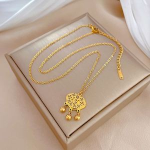 All Titanium Steel Fashion Gilded Temperament Lucky Lock Pendant Necklace Exquisite Jewelry Geometric Chinese Style Necklace - Product Image 6
