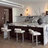 Tabouret de bar moderne et minimaliste de luxe léger en acier inoxydable, non rotatif, à hauteur fixe, pour la restauration hôtelière