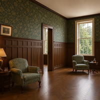 Système de lambris mural en bois de noyer foncé de style anglais classique de luxe personnalisé pour la décoration intérieure des villas et des hôtels