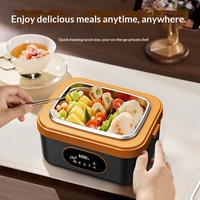 Nouvelle boîte à lunch isotherme en acier inoxydable à double paroi, sans fil, avec batterie USB, auto-chauffante, 1,8 L, commande par bouton-poussoir, pour étudiants et usage domestique