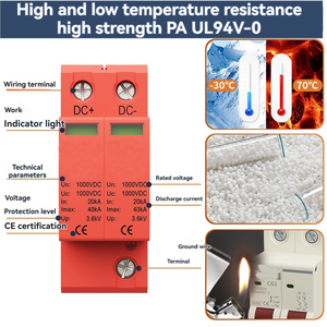 40KA T2 2P 3P 4P 500V 600V 800V 1000V 1500V <span class=keywords><strong>solare</strong></span> PV DC SPD dispositivi di <span class=keywords><strong>protezione</strong></span> contro le sovratensioni - Product Image 2