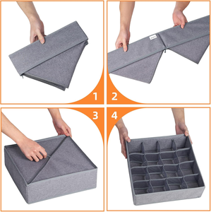 24-Cell Eco-Friendly Fabric Foldable Closet Organizer <strong>Rectangle</strong> Shape Collapsible Storage <strong>Bins</strong> Sock Ties for Underwear Clothes - Product Image 5