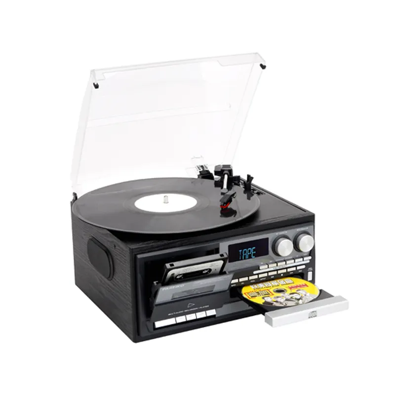 Gravador de cassetes duplo para dj, tocadiscos de vinil vertical de alta qualidade, toca-discos com 3 velocidades e cassetes de CD