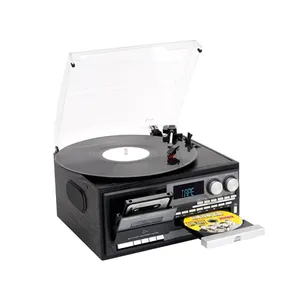 Reproductor de grabadora de casete doble DJ de gama alta tocadiscos vertical tocadiscos REPRODUCTOR DE posavasos de discos de vinilo de 3 velocidades con CD de casete