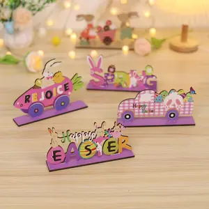 New Easter Wooden Decoration Creative DIY Easter Egg Rabbit Ornaments Thanksgiving Decoration