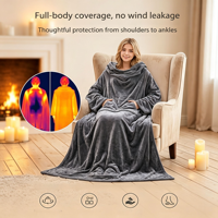Couverture TV confortable à porter avec poches pour les pieds, anti-boulochage, couverture intégrale du corps, couverture en flanelle surdimensionnée pour l'hiver