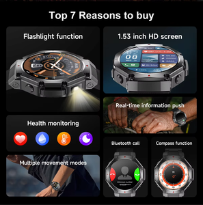 <span class=keywords><strong>Smartwatch</strong></span> <span class=keywords><strong>con</strong></span> Torcia, Chiamate BT, Schermo da 1,53 Pollici, Monitoraggio della Salute, GPS, Rilevamento del Movimento, <span class=keywords><strong>Orologio</strong></span> Intelligente <span class=keywords><strong>in</strong></span> <span class=keywords><strong>Acciaio</strong></span> per Sport all'Aperto per Uomini - Product Image 3