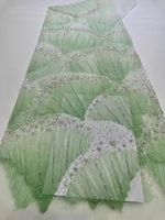 Tissu en dentelle de luxe avec perles et paillettes, tissu en maille brodé de perles et de paillettes pour robe de soirée femme