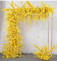 Dekorasi Bunga Jasmine Musim Dingin Seri Kuning untuk Latar Belakang Pernikahan Luar Ruangan, Dekorasi Lengkungan, Rangkaian Bunga, Bunga Lantai, Perlengkapan Acara