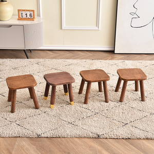 Taburete de madera maciza de 24x24x24 cm, taburete duradero de diseño escandinavo moderno para el hogar, para adultos y personas mayores - Product Image 1