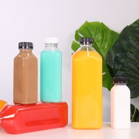 Bouteilles de jus et de lait avec bouchons inviolables, vides, en plastique transparent, impression d'écran, PET, qualité alimentaire, sans BPA, 16 oz avec noir