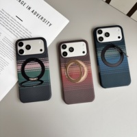 Étui de téléphone magnétique pliable avec anneau support OEM d'usine pour iPhone 17 16 15 Pro Max, coque de luxe antichoc mate à motif tissé écossais