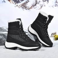 Nouvelles bottes de neige mi-mollet pour femmes, tige en cuir synthétique, doublure en fourrure artificielle, logo Lightning, chaussures chaudes pour étudiantes