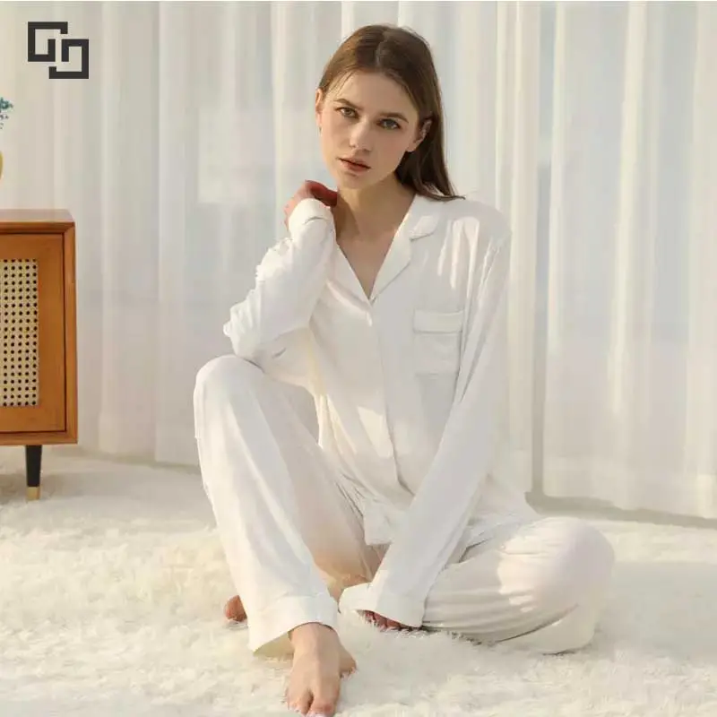 Vêtements de détente personnalisés Ensembles pour femmes Ensemble de pyjama en bambou Vêtements de nuit pour femmes en coton 2 pièces Ensembles de vêtements de détente en modal