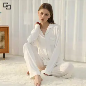 Benutzer definierte Lounge wear Damen Sets Bambus Pyjama Set 2 Stück Baumwolle Damen Nachtwäsche Modal Lounge Wear Sets