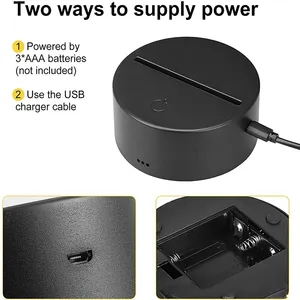 Đèn LED 3D ban đêm Đế đèn Điều khiển cảm ứng 16 màu Màn hình LED trắng ấm Hiển thị 3D Ảo ảnh Giáng sinh Trang trí ABS - Product Image 6