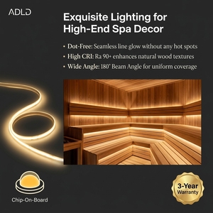 Bande LED flexible COB 528 LED/m résistante aux hautes températures 24V IP68 étanche pour projet de sauna et hammam - Product Image 3