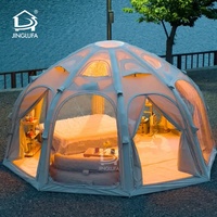 Tentes de glamping en toile Oxford pour 4 saisons avec fenêtre en maille et cheminée, tente chaude avec sortie pour poêle