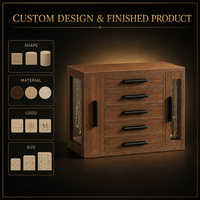 Armoire à bijoux en bois pour bureau avec 5 tiroirs, portes à double vitrine pour colliers, miroir et compartiments d'organisation