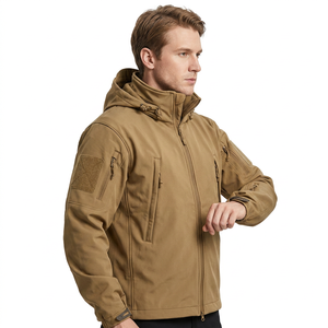 Unique Design Coated Canvas Softshell Bomber Jacket Men Quick Dry Breathable Waterproof Outdoor Winter Stand Collar Front 2026 - Product Image 1