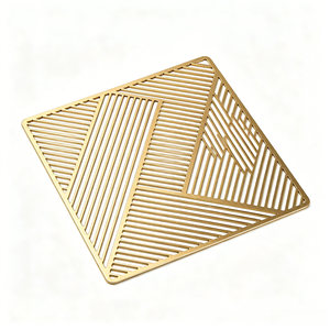Modern Elegant Matte Gold Aluminium Flower Design Round Trivet Heat Resistant <b>Pot</b> for Dining <b>Table</b> & Kitchen Decorative - Product Image 2