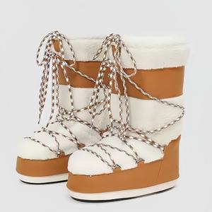 Bottes de neige d'extérieur épaisses en polaire doublée de laine marron à lacets pour femme, série Moon, qualité supérieure, originales, pour le dropshipping - Product Image 4