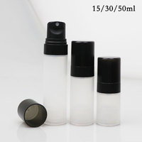 Flacon pompe sans air en plastique PP de 15 ml vide pour savon liquide, sérum, soins de la peau, emballage cosmétique transparent givré en forme de cylindre