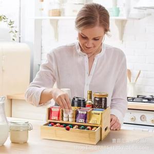 Huifa Wooden <b>Coffee</b> Pod Storage <b>Box</b> Double Layer Organizer With Compartments For Home Use - Product Image 2