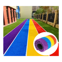 Bunter Kunstrasen-Teppich Lila Künstlicher Kinderrasen Regenbogen-Laufbahn für Kindergarten Schule Sport