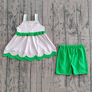 Preventa al por mayor: Conjuntos de verano Trendyism Boutique para niñas con estampado de sandía, diseño festoneado, de algodón orgánico y elastano suave, MOQ 5 - Product Image 2